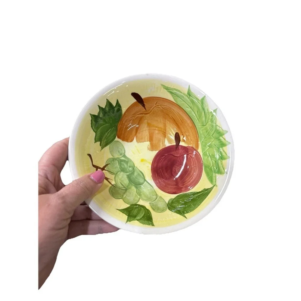 Vintage MCM‎ Korea Salad Soup Bowl Fruit Grapes Apple Hand Painted Fruit